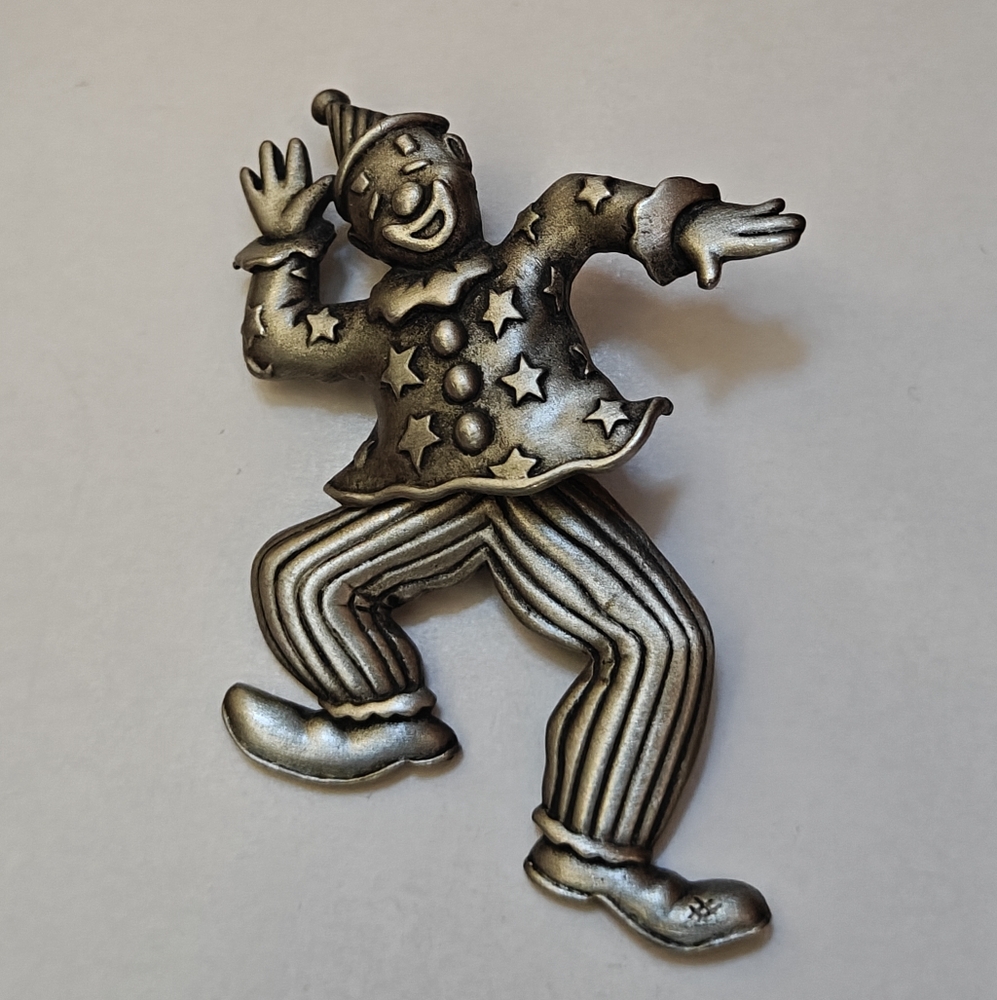 Vintage JJ Jonette Jewelry Articulated Clown Brooch